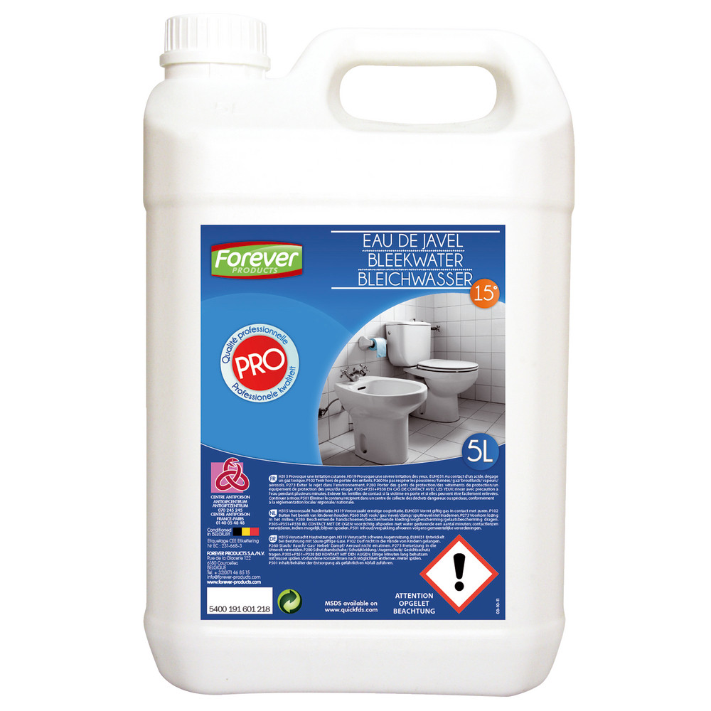 Eau de javel prête à l'emploi économique 15° Forever 5 L