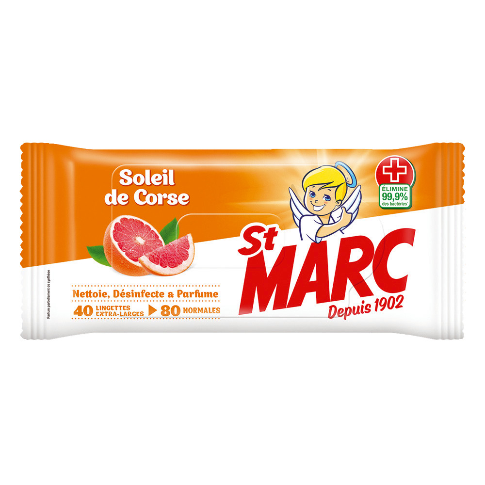 Lingettes désinfectantes surfaces St Marc Soleil de Corse, étui de 80