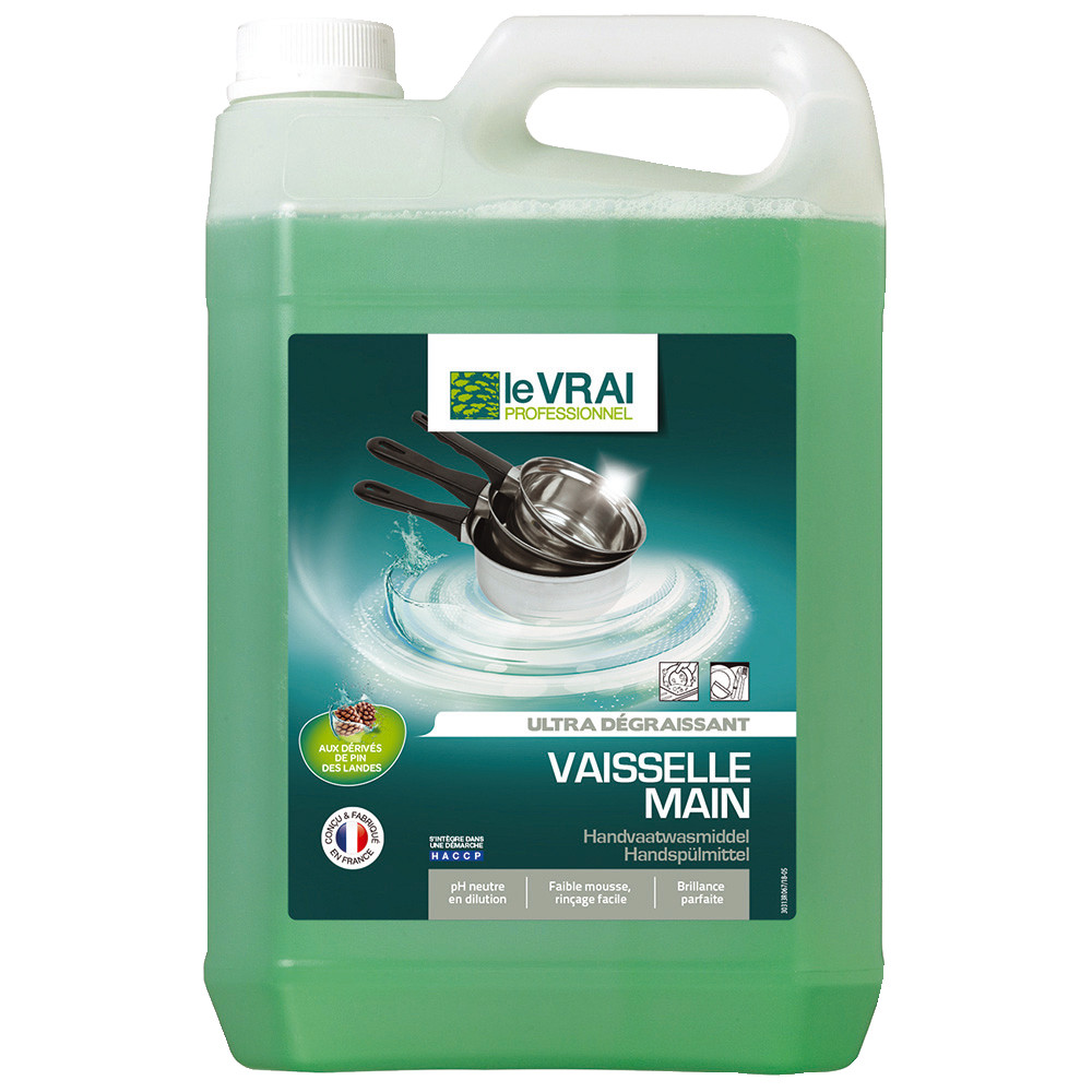 Liquide vaisselle ultra dégraissant HACCP Le Vrai 5 L