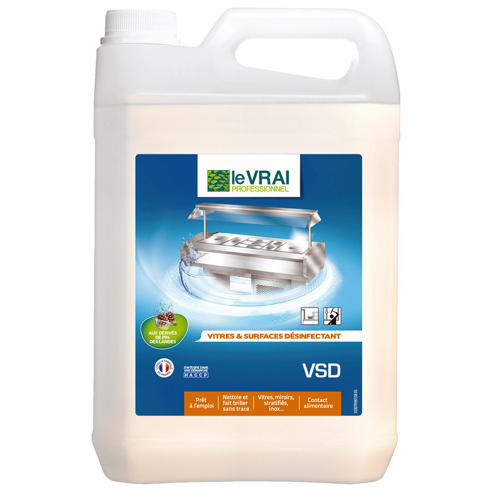 Nettoyant désinfectant vitres et surfaces HACCP Le Vrai VSD 5 L
