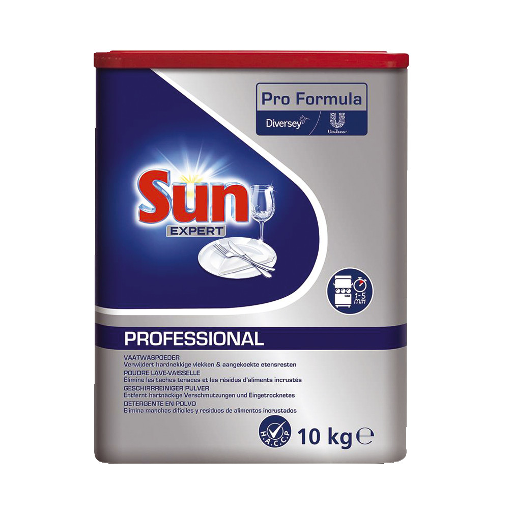 Poudre lave-vaisselle cycle court antitaches Sun Professional 10 kg
