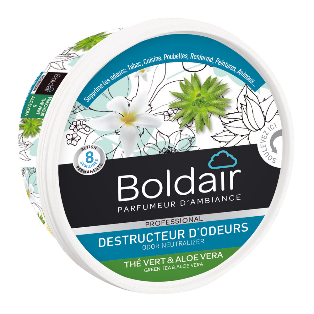 Destructeur d'odeurs en gel Boldair thé vert et aloé vera 300 g