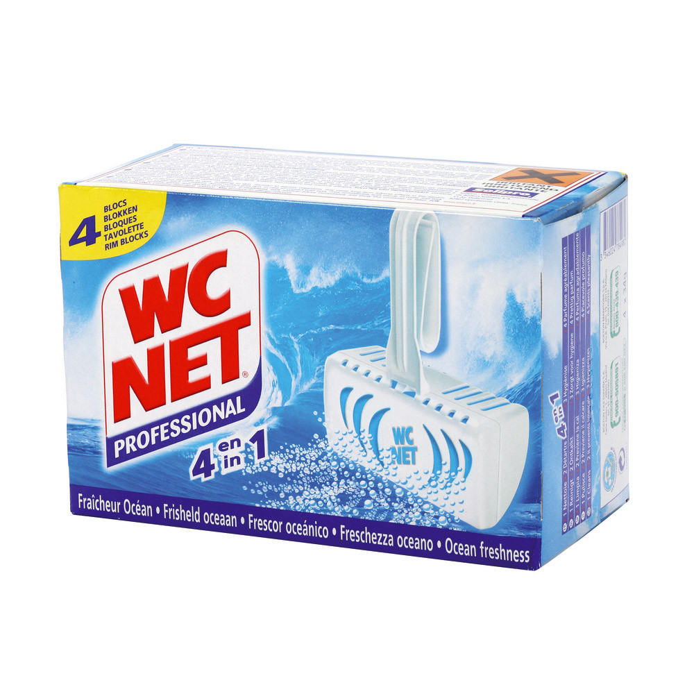 Blocs WC nettoyants détartrants WC Net 4 en 1 parfum océan, lot de 4