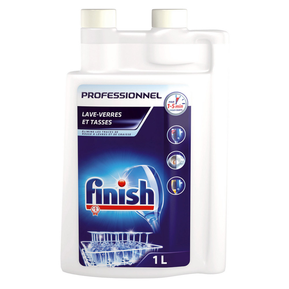 Liquide lave-verre antitaches avec flacon doseur Finish 1 L