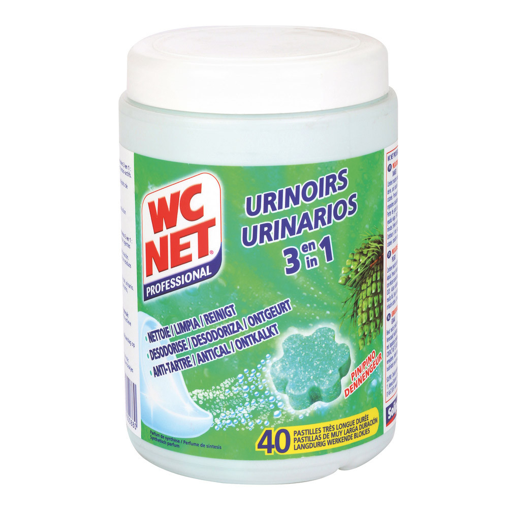 Pastilles urinoirs anti-tartre WC Net 3 en 1 parfum pin, boîte de 40