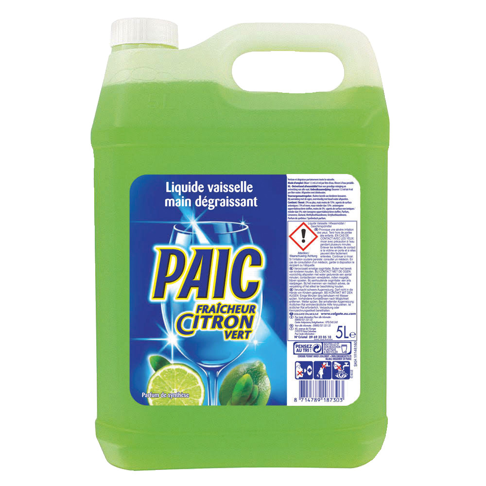 Liquide vaisselle dégraissant concentré Paic citron vert 5 L