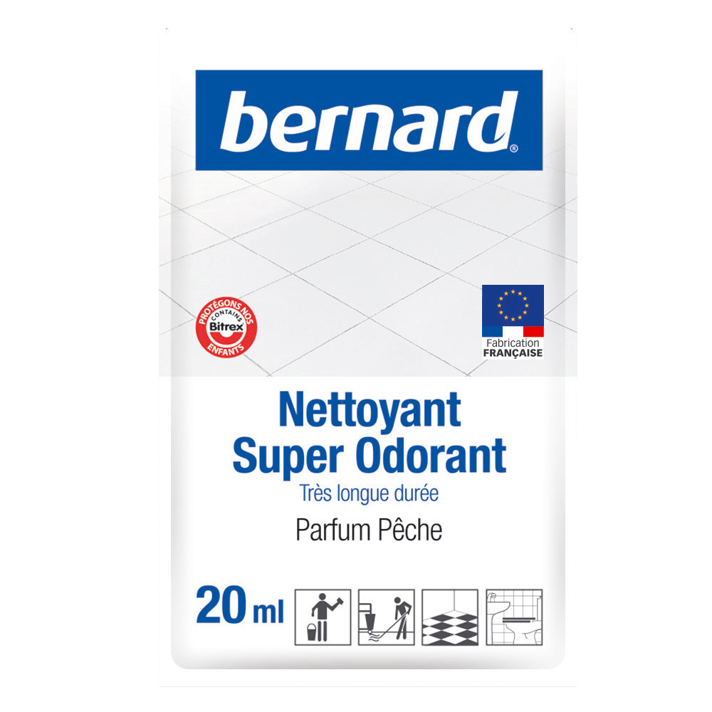 Nettoyant surodorant Bernard pêche 20 ml, lot de 250 doses