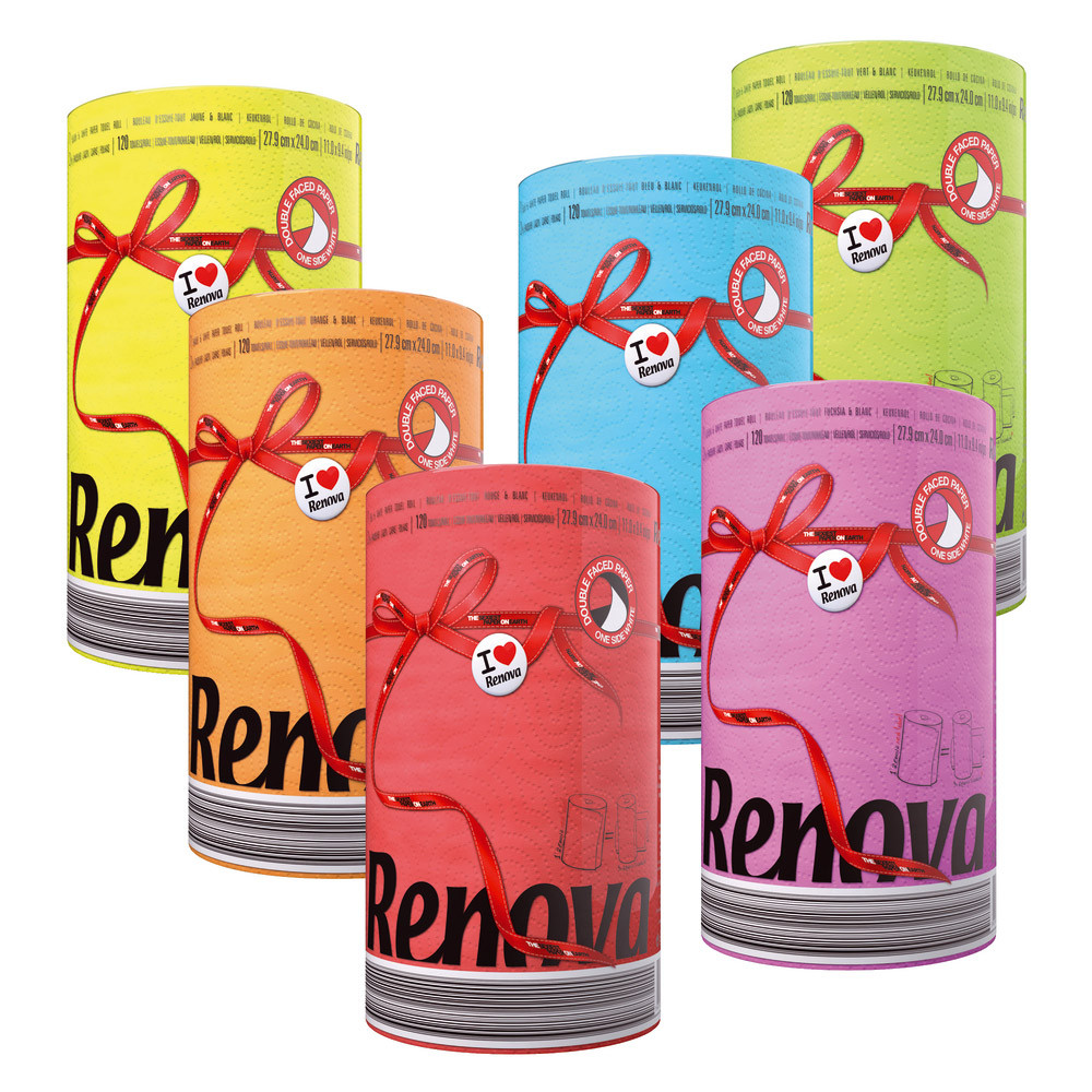 Essuie-tout Renova Color Red Label, colis de 10 rouleaux