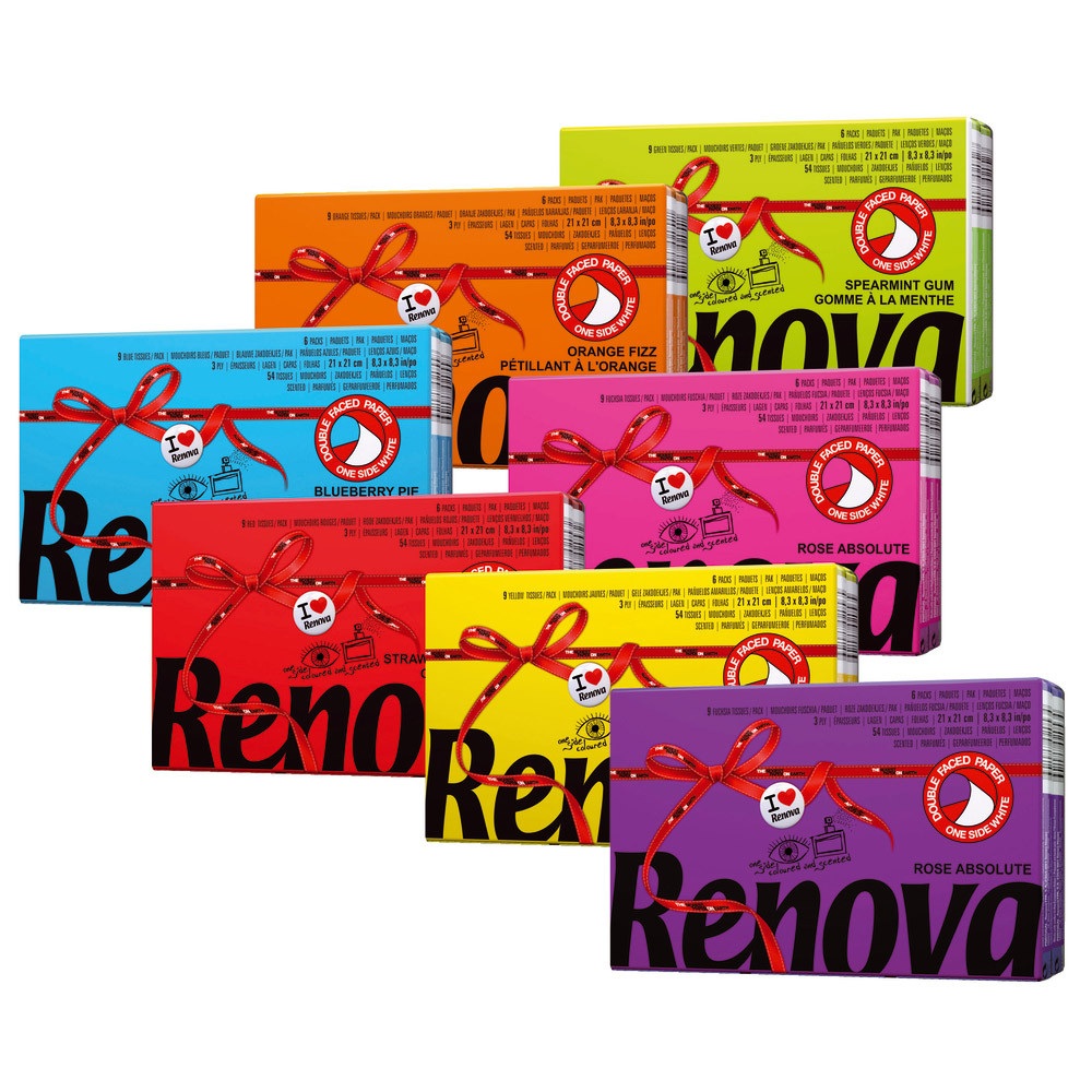 Mouchoirs Renova Color Red Label, 40 paquets de 6 etuis de 9 mouchoirs