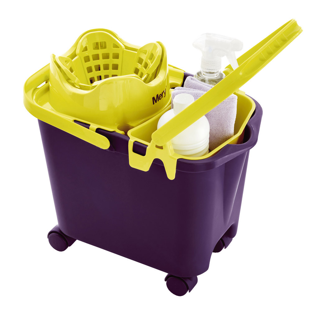 Seau bi-bac essoreur automatique à roulettes