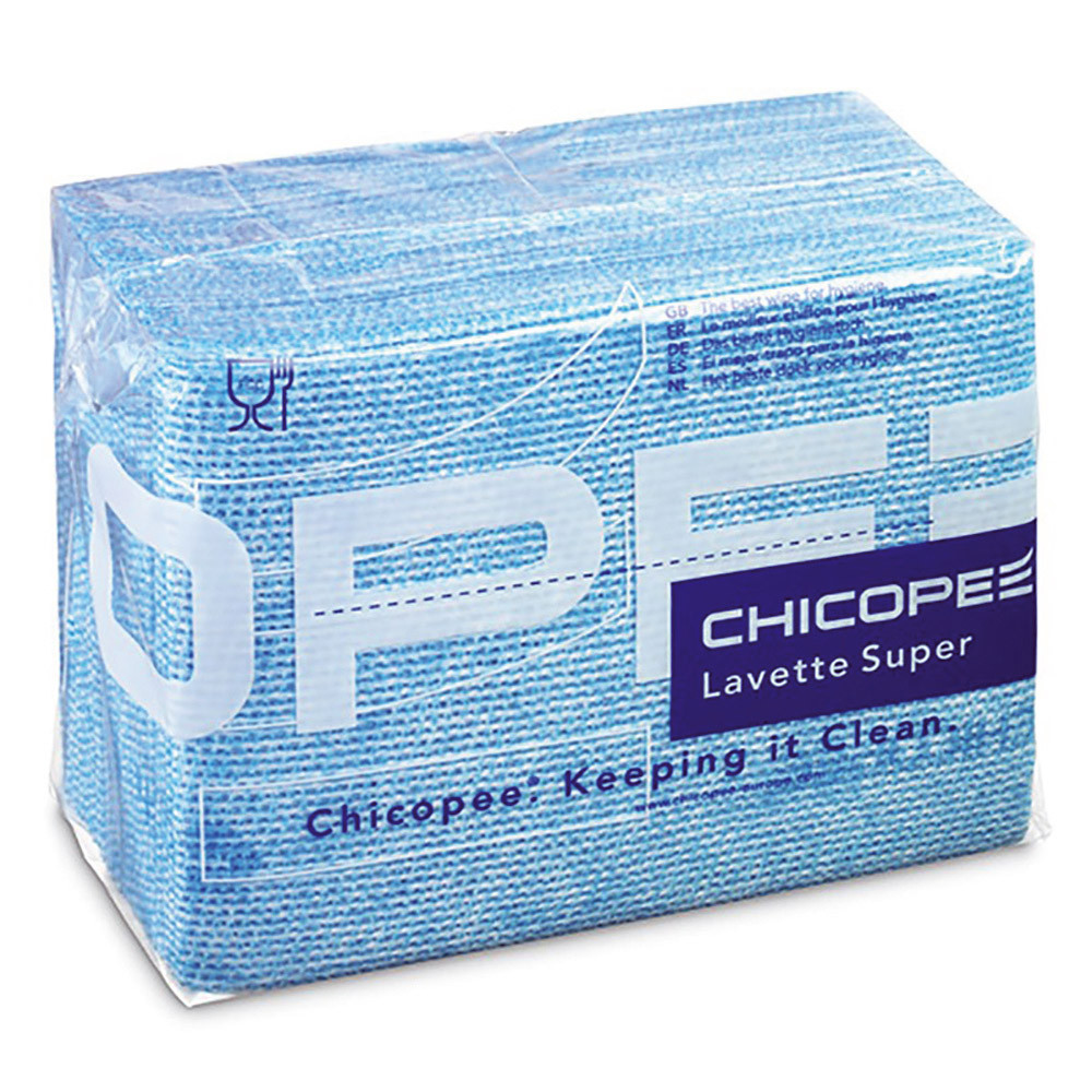 25 lavettes non tissées Super Chicopee bleu