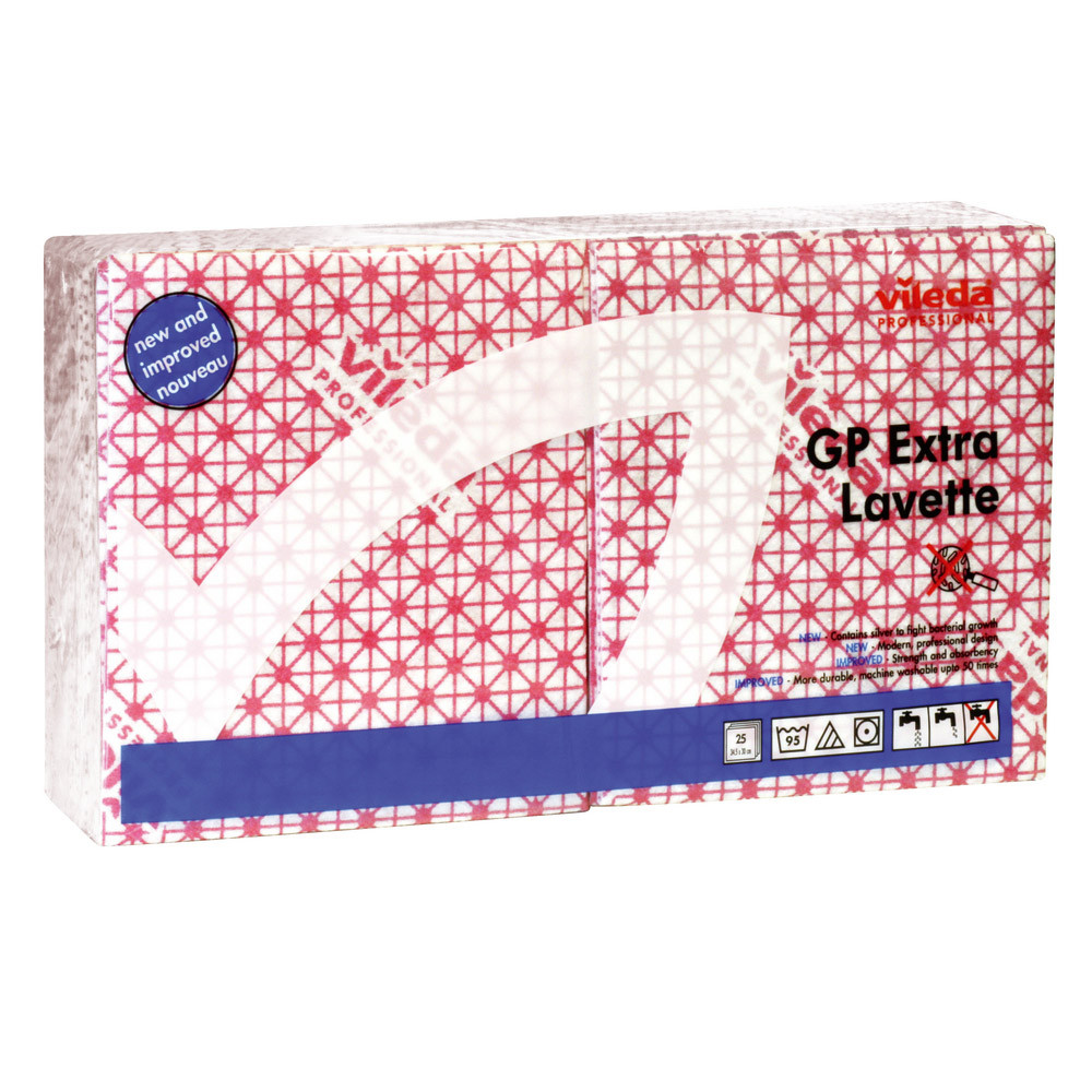 25 lavettes non tissées GP extra Vileda rouge