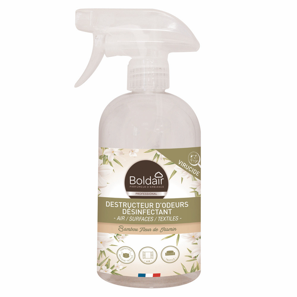 Destructeur d'odeurs désinfectant Boldair bambou jasmin 500 ml
