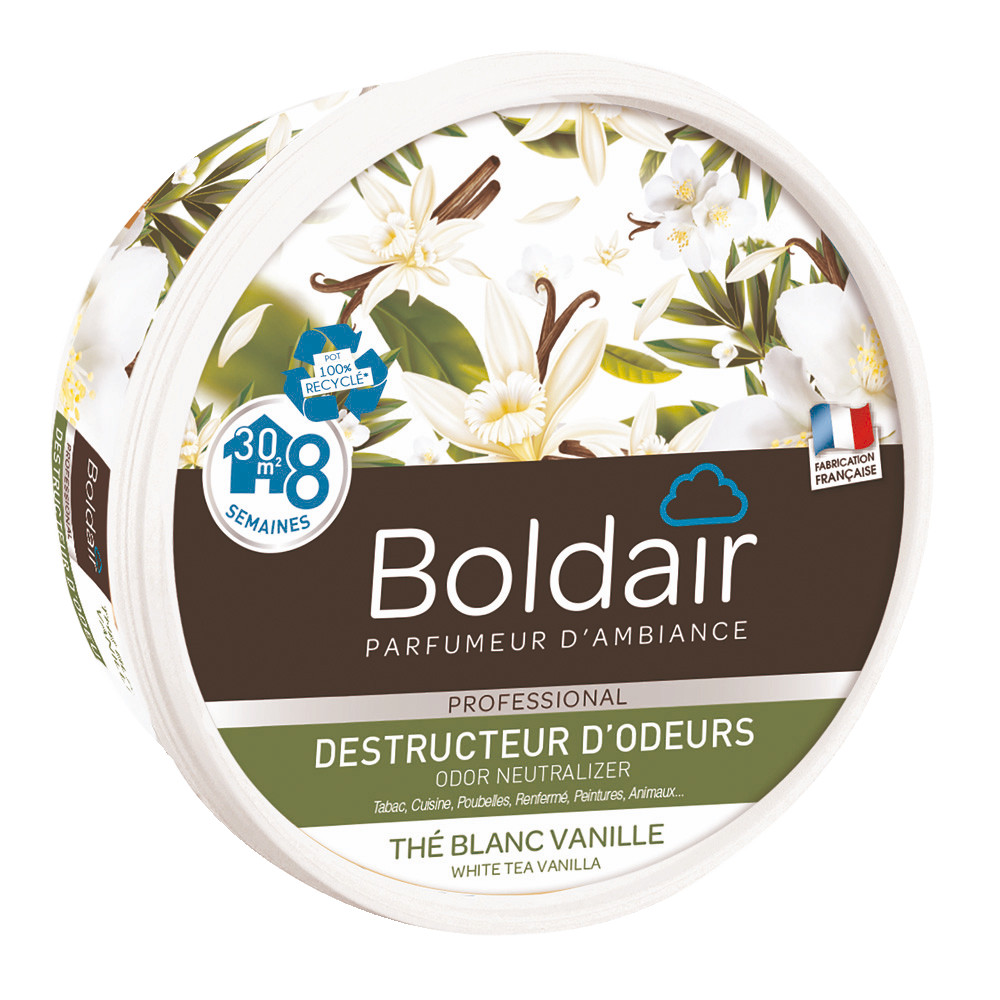 Destructeur d'odeurs en gel Boldair thé blanc vanille 300 g