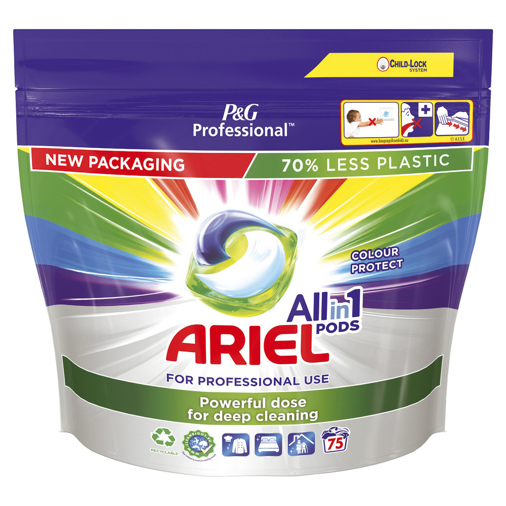 Dosettes lessive Ariel Professional All in 1 Colour, sachet de 75