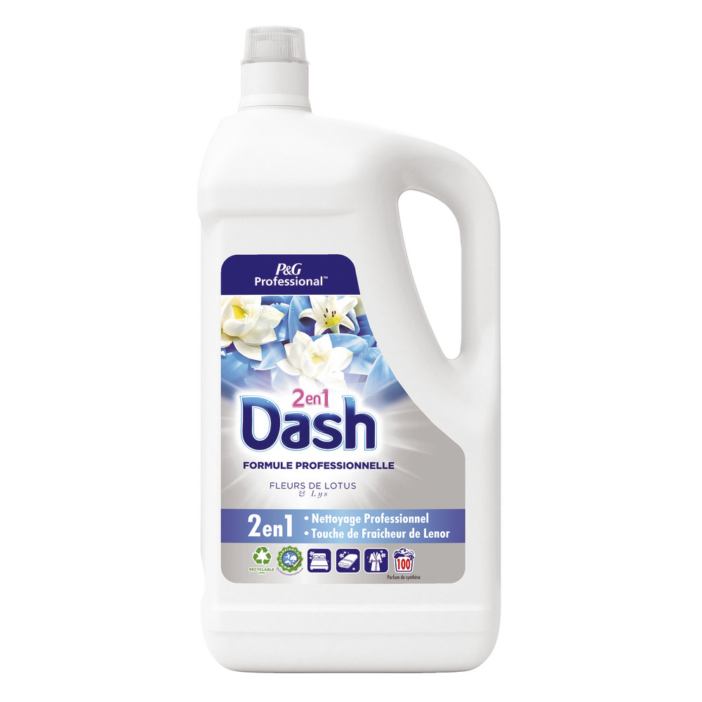 Lessive liquide Dash Professionnel 2 en 1, 100 lavages