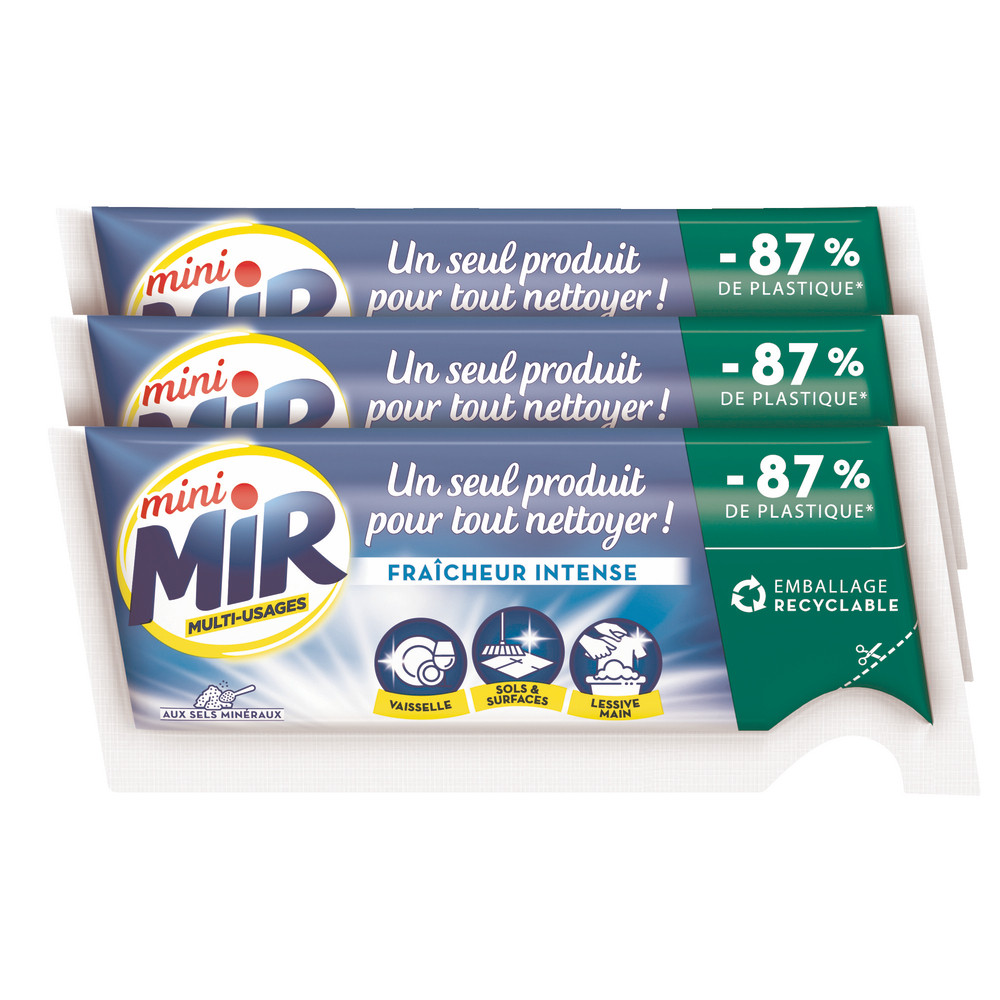 Nettoyant multi-usages Mini Mir fraicheur intense, lot de 3 berlingots