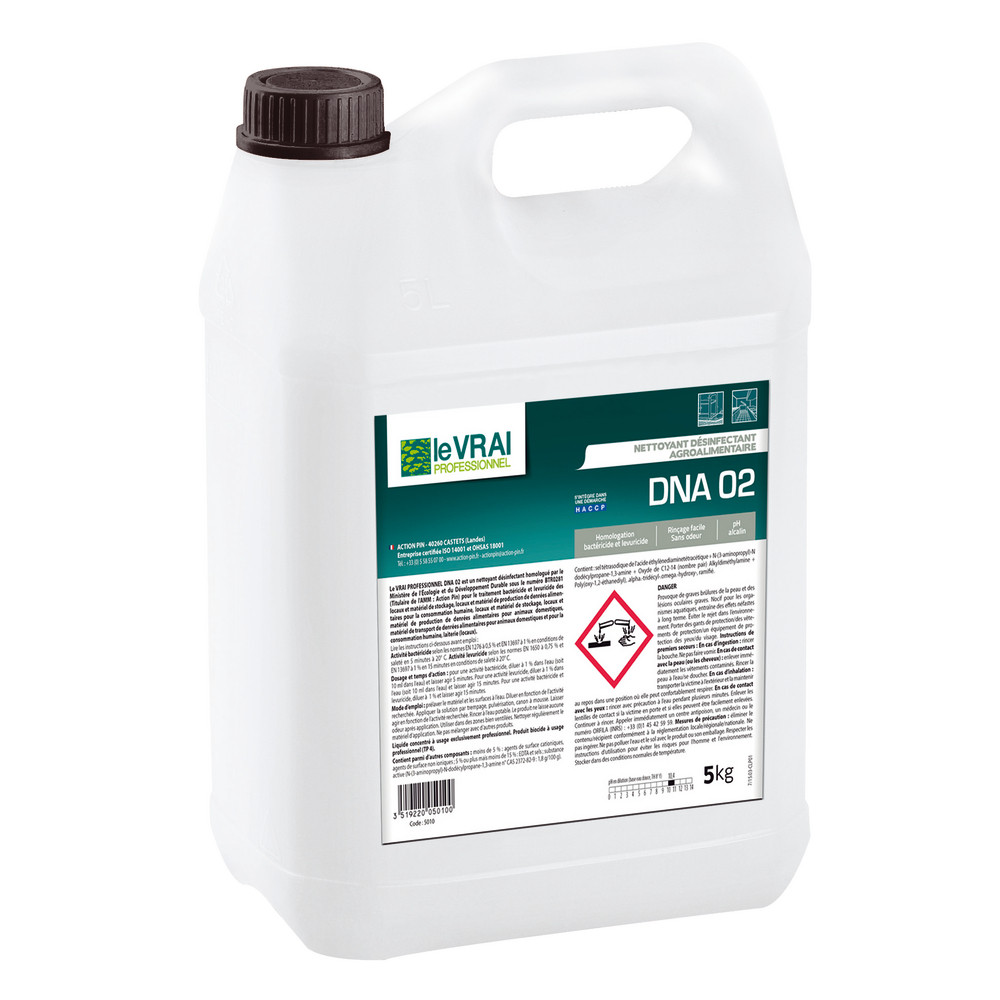 Nettoyant désinfectant cuisine HACCP Le Vrai DNA 02 5 L