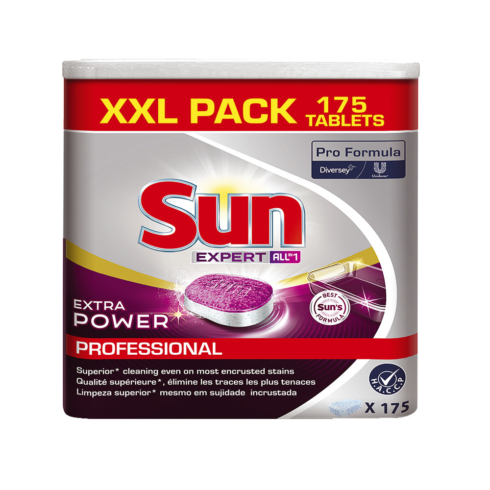 Tablettes lave-vaisselle cycle long Sun Extra Power, boîte de 175