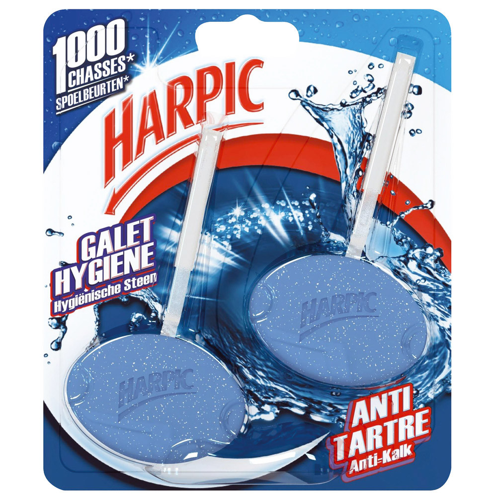Blocs WC anti-tartre Harpic galet Hygiène, lot de 2