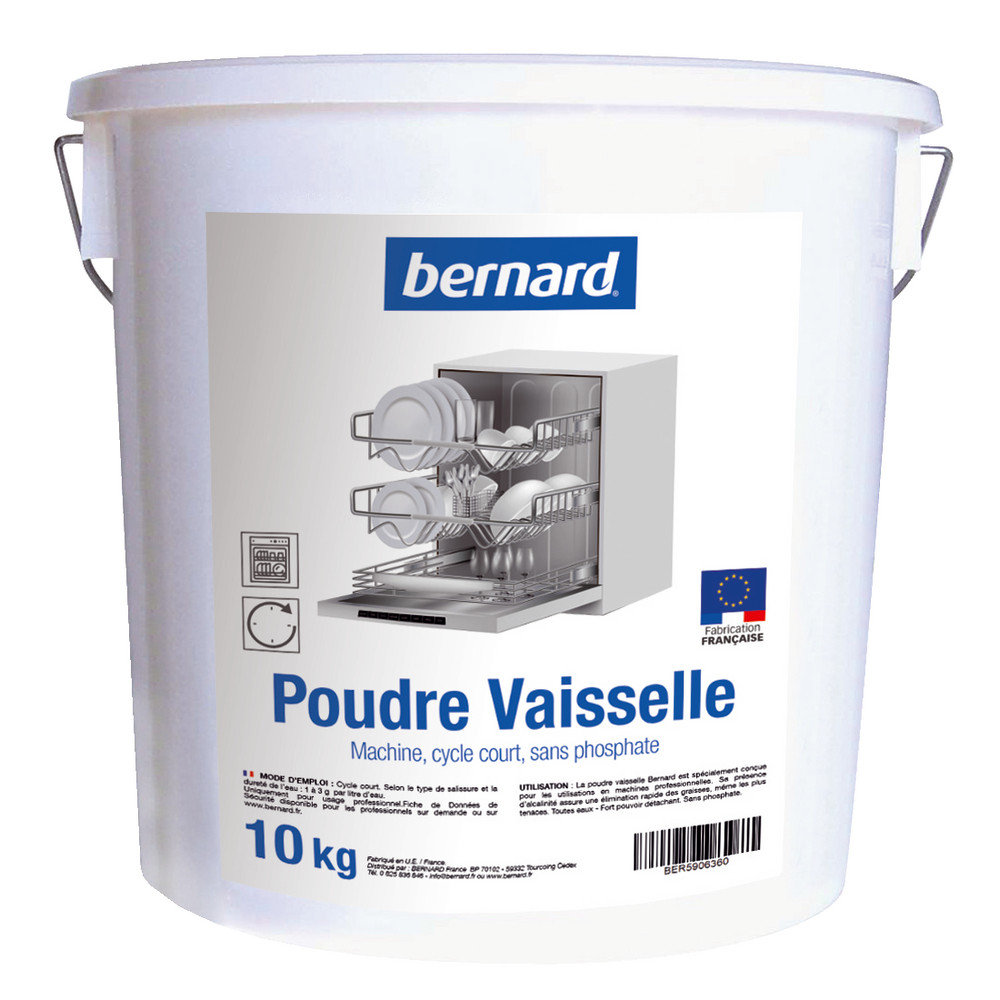 Poudre lave-vaisselle cycle court sans phosphate Bernard 10 kg
