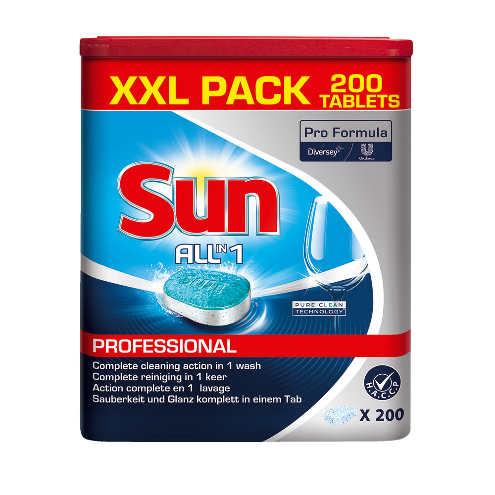 Tablettes lave-vaisselle cycle long HACCP Sun all in 1, boîte de 200