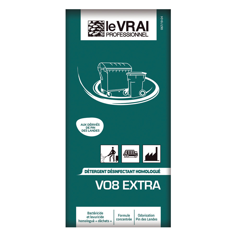 Désinfectant poubelles en doses Le Vrai V08 Extra, lot de 50 de 40 ml