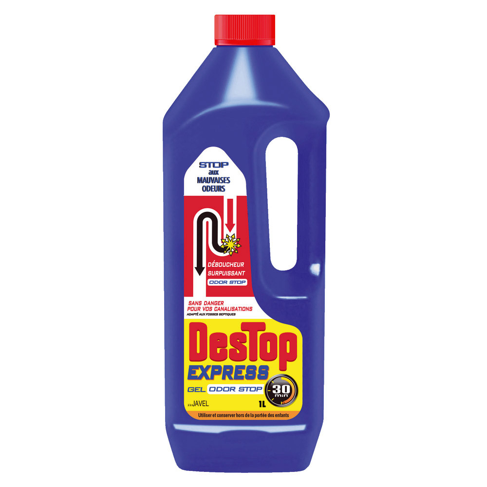 Destop Express déboucheur surpuissant gel Odor Stop à la javel 1 L