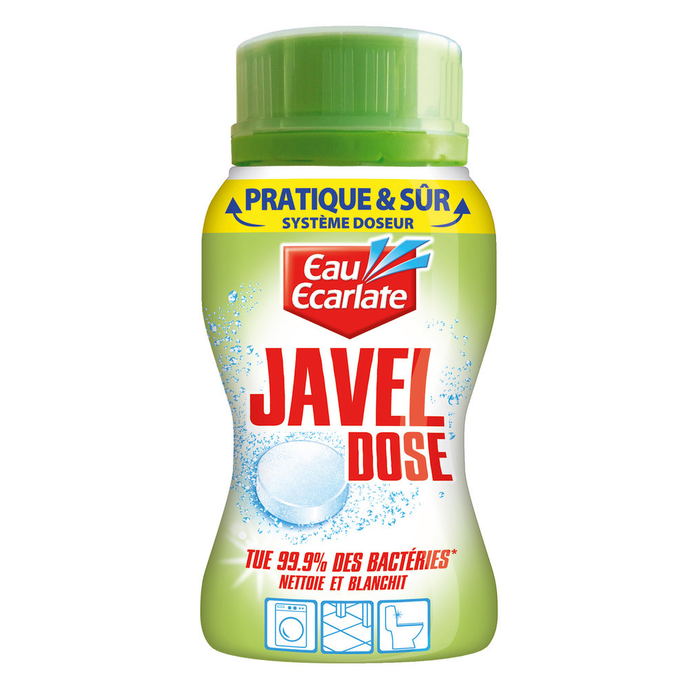 Pastilles javel désinfectantes avec doseur Eau Ecarlate, boîte de 40