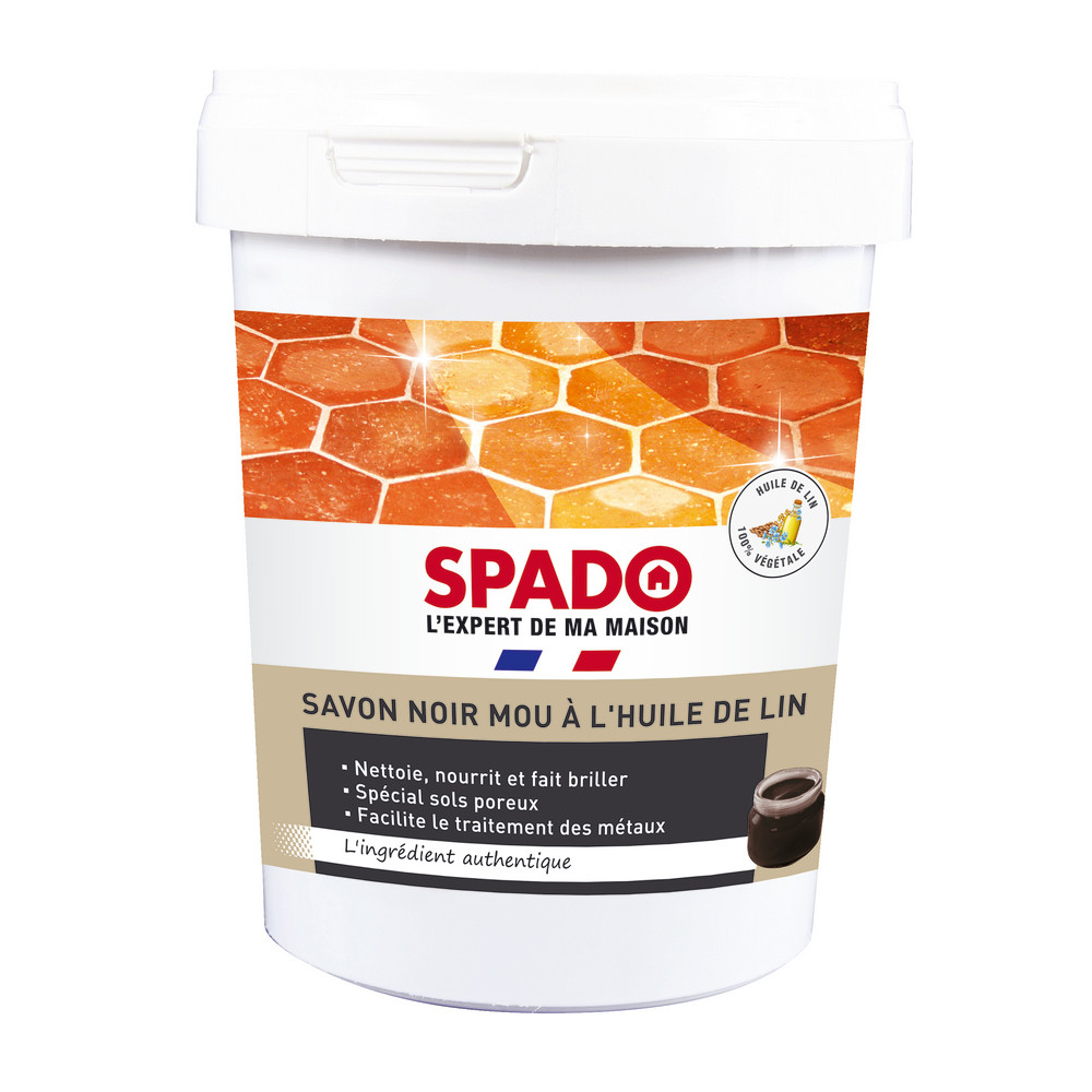 Nettoyant dégraissant surpuissant Spado savon noir à l'huile de lin 1 kg