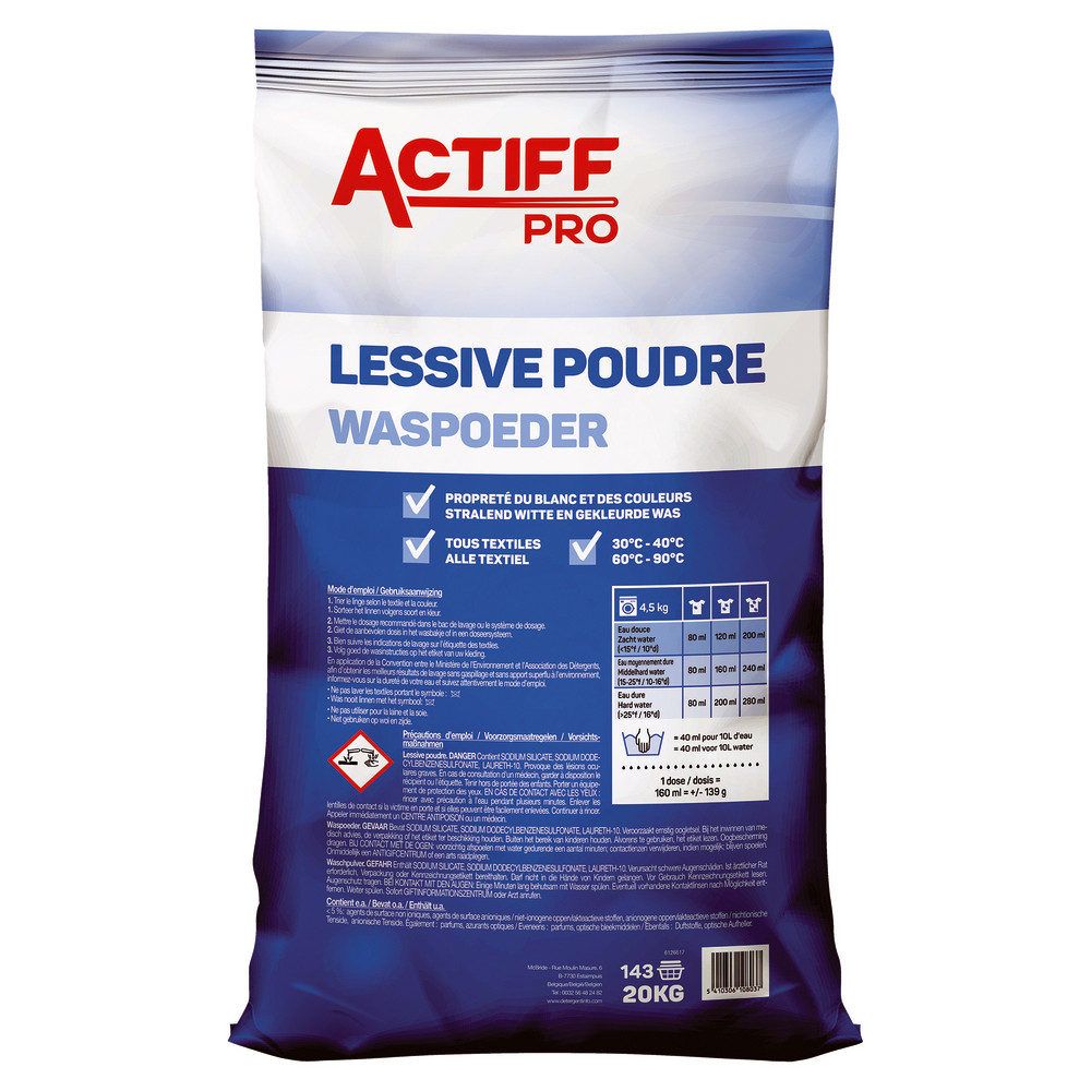 Lessive en poudre économique Actiff Pro 143 lavages
