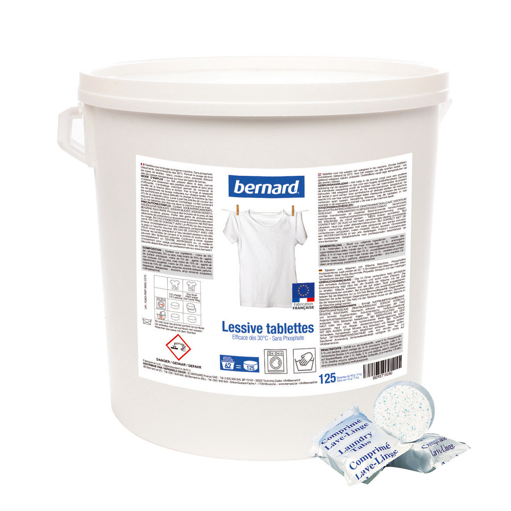 Tablettes lessive Bernard tous textiles, seau de 125