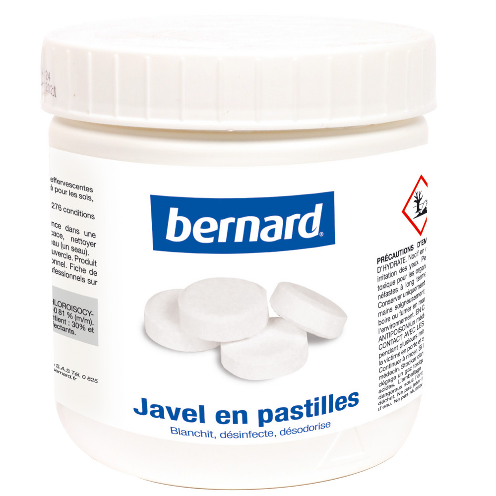 Pastilles javel nettoyantes désinfectantes Bernard, boîte de 150