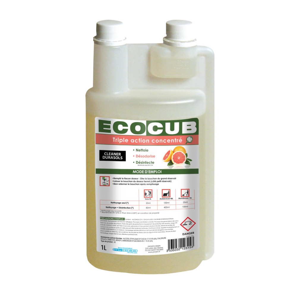 Flacon doseur vide pour nettoyant sols Ecocub Cleaner Durasols 1 L