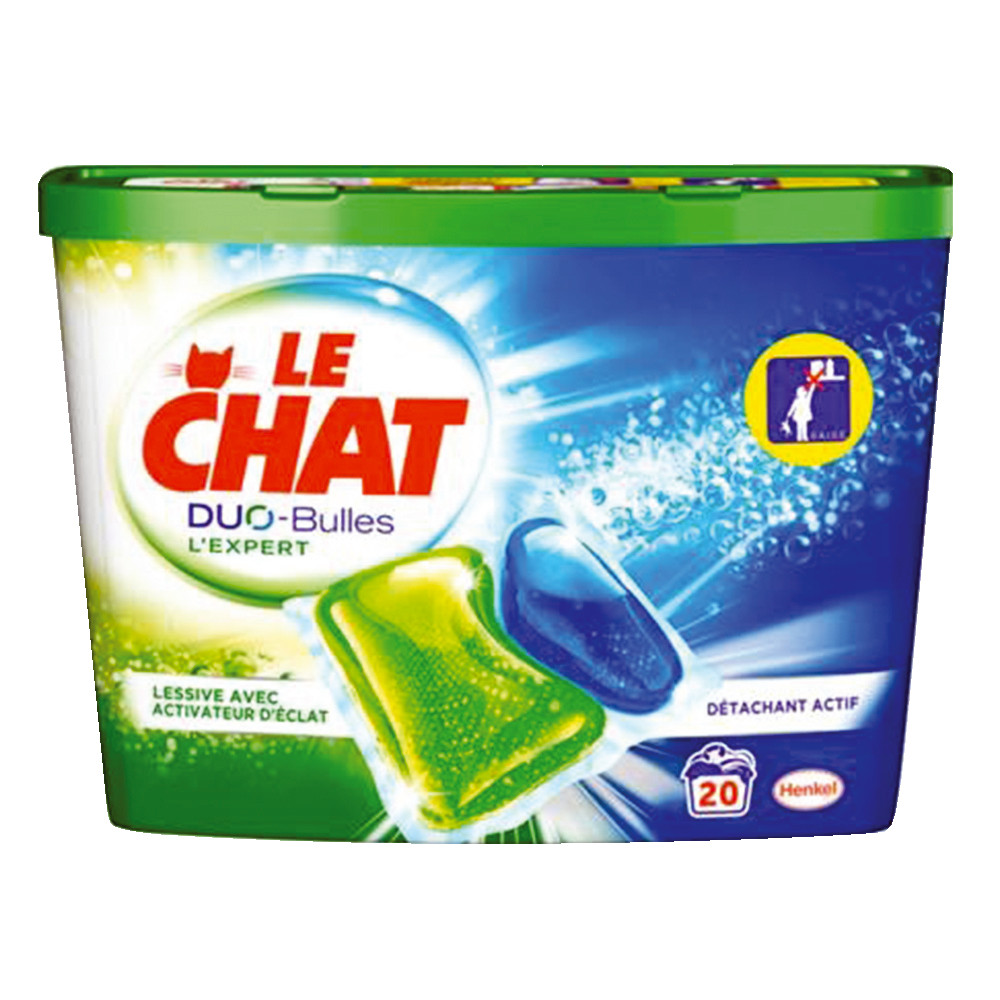 Dosettes lessive pour basse température Le Chat Duo-bulles boîte de 20
