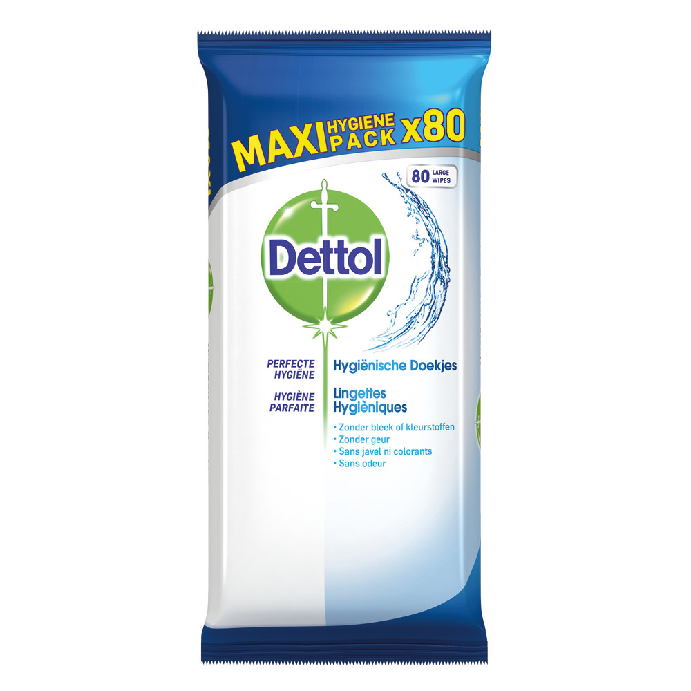 Lingettes nettoyantes multi-usages Dettol sans parfum, étui de 80