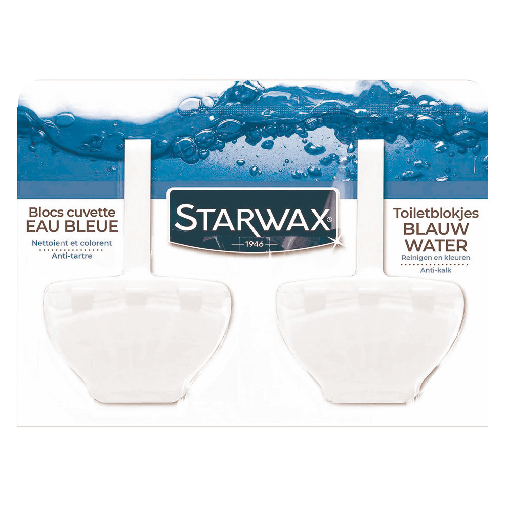 Blocs WC anti-tartre Starwax Eau Bleue couleur bleu lagon, lot de 2