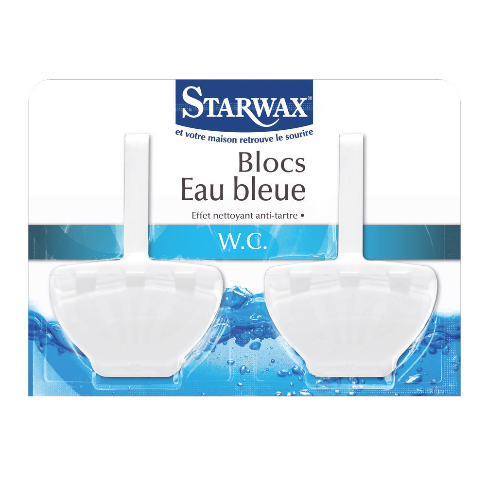 Blocs WC anti-tartre Starwax Eau Bleue couleur bleu lagon, lot de 2