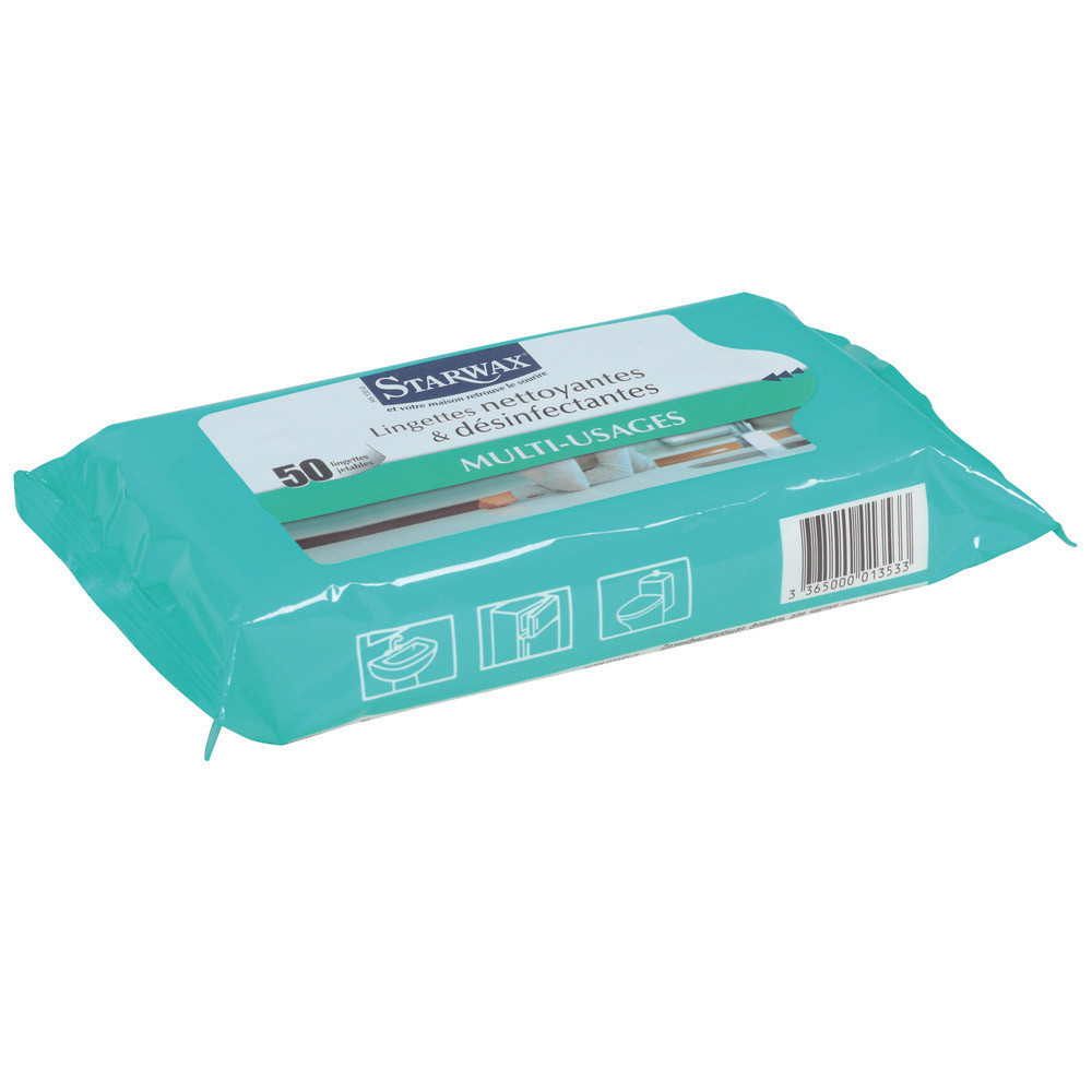 Lingettes désinfectantes multi-usages Starwax, étui de 50