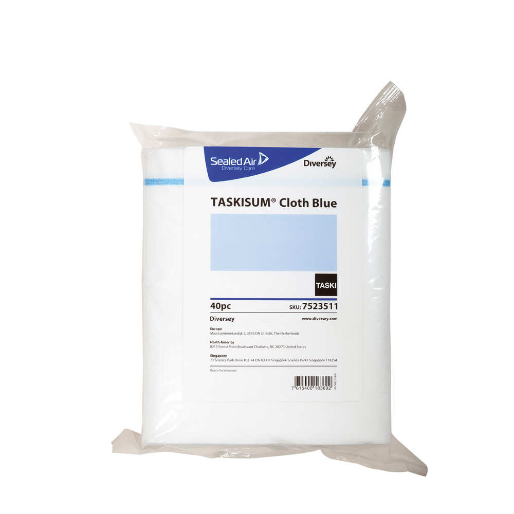 40 lavettes microfibres à usage unique Taskisum 41,6 x 33,8 cm bleu