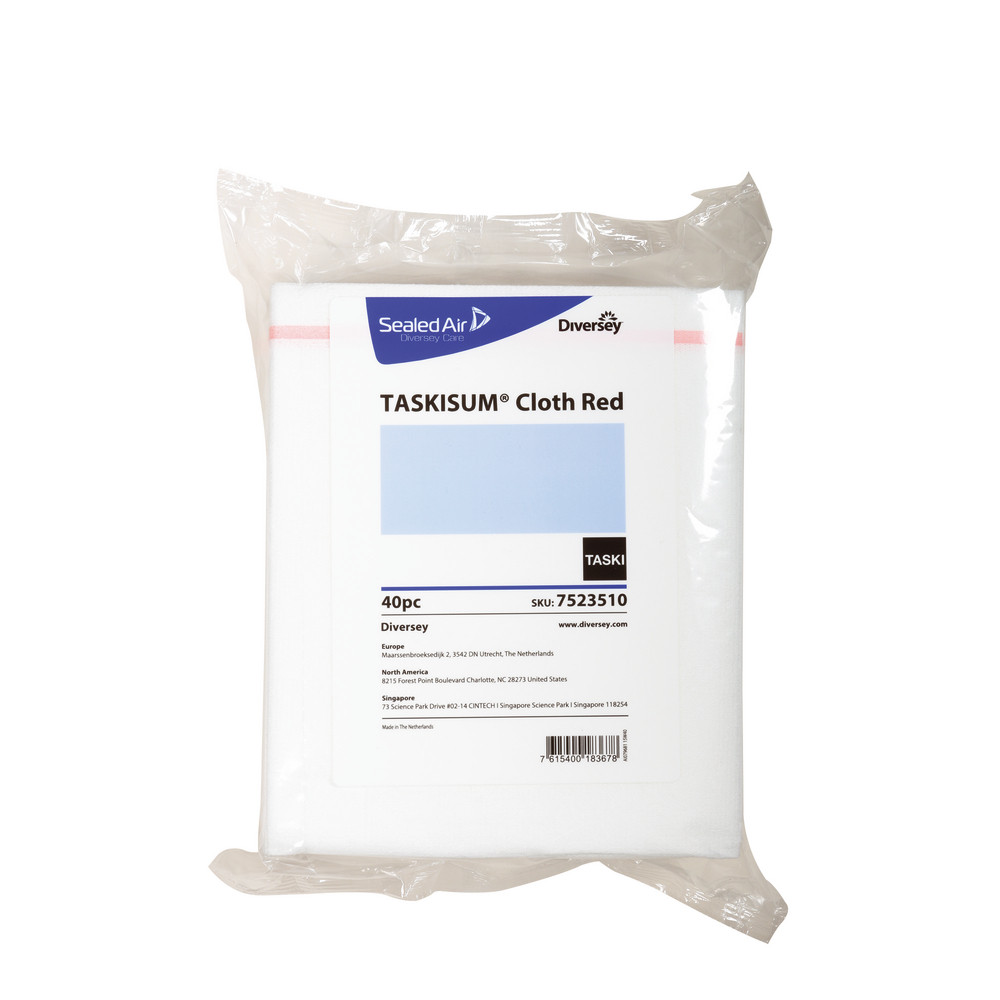 40 lavettes microfibres à usage unique Taskisum 41,6 x 33,8 cm rouge
