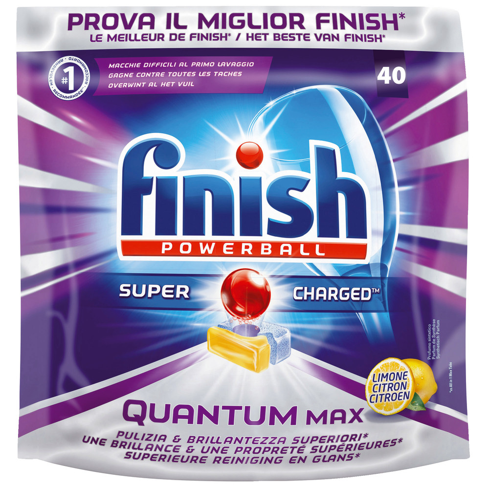 Tablettes lave-vaisselle cycle long Finish citron, boîte de 40