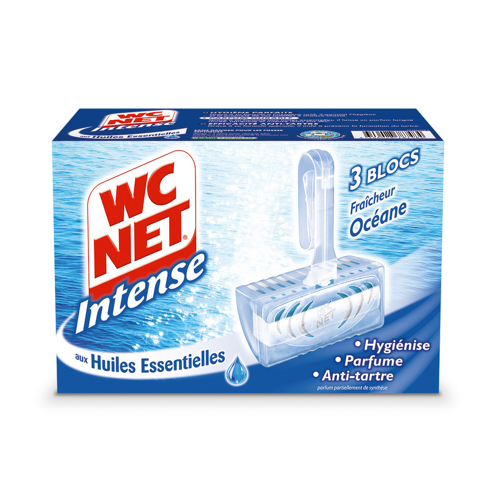 Blocs WC nettoyants détartrants WC Net intense parfum océan, lot de 3