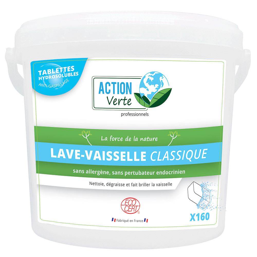 Tablettes lave-vaisselle cycle long Action Verte classique seau de 160