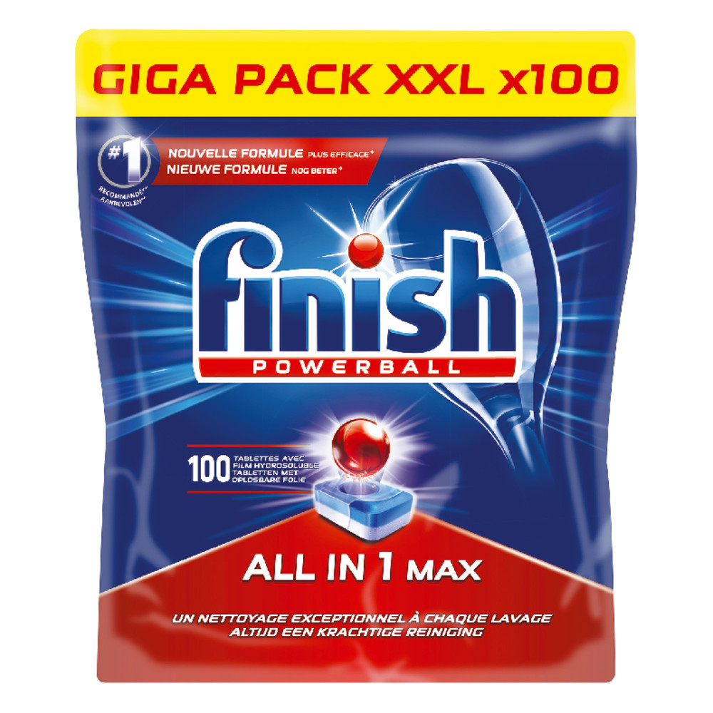 Tablettes lave-vaisselle cycle long Finish All in 1 Max, sachet de 100