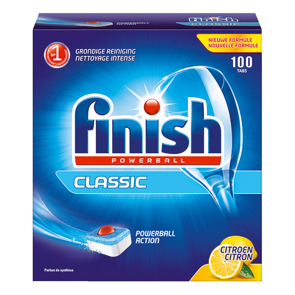Tablettes lave-vaisselle cycle long Finish citron, boîte de 100