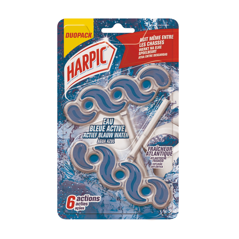 Blocs WC formule 6 actions Harpic Tetris fraicheur Atlantique, lot de 2