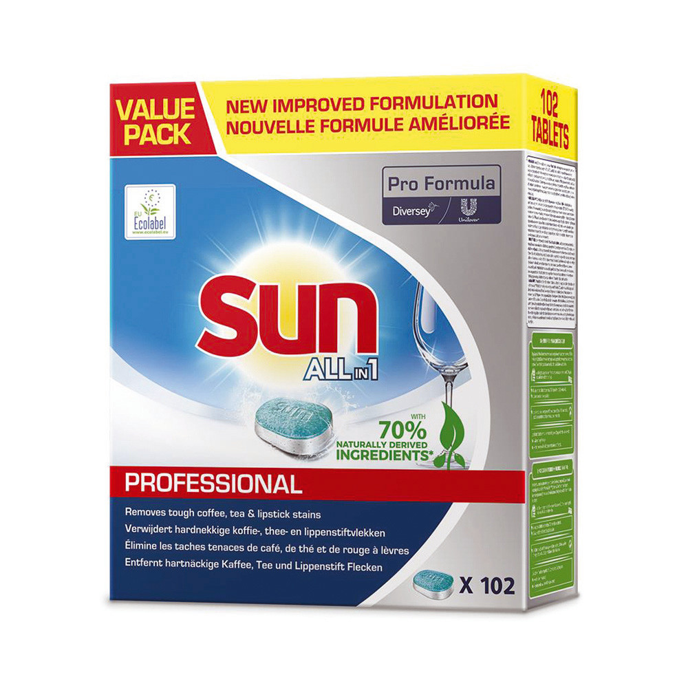 Tablettes lave-vaisselle cycle long HACCP Sun All in 1, boîte de 102