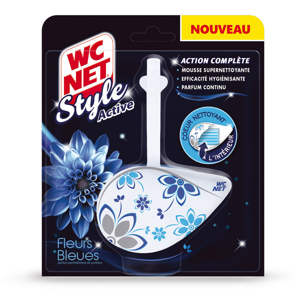 Bloc WC action complète WC Net Style Active fleurs bleues