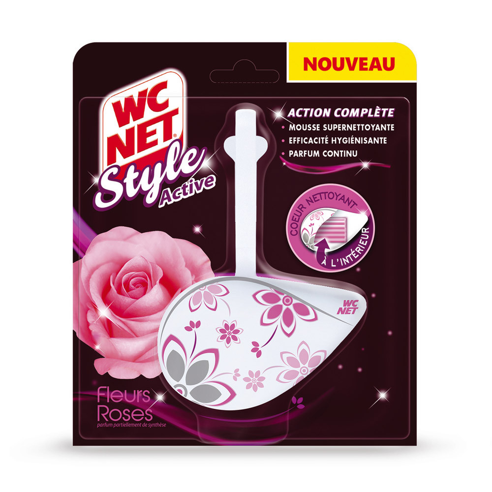 Bloc WC action complète WC Net Style Active fleurs roses